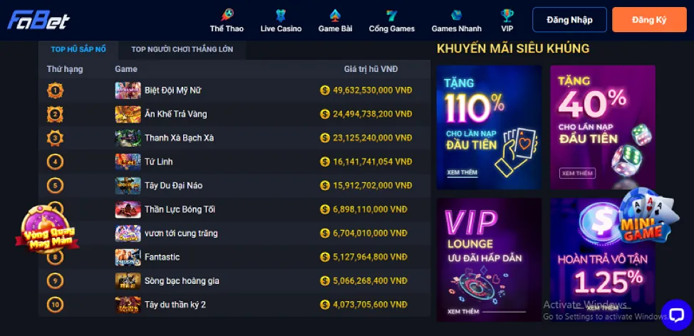 Các trò chơi nổ hũ và slot game đa dạng chủ đề